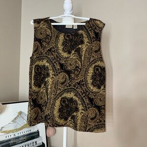 Chico's Black and Gold Paisley Women's Top